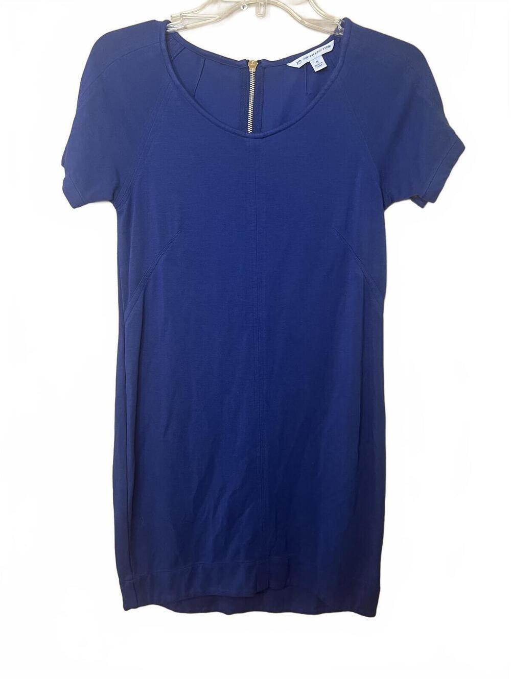 Southern Tide Cobalt Blue Performance Shift Dress Short Sleeve Gold Zip Size 0